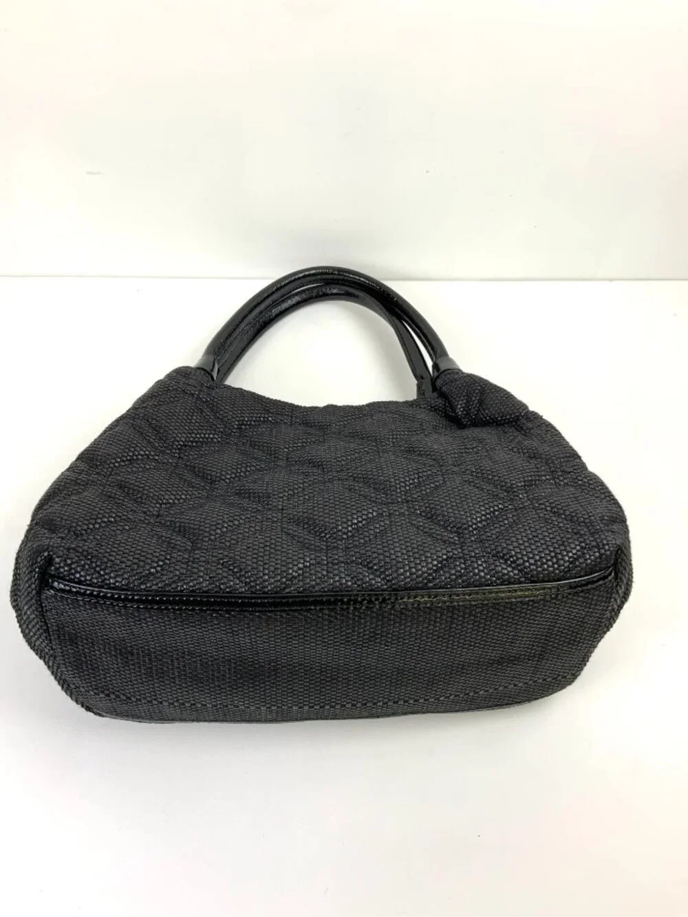 Kate Spade New York Black Quilted Woven Straw Satchel Hand Bag